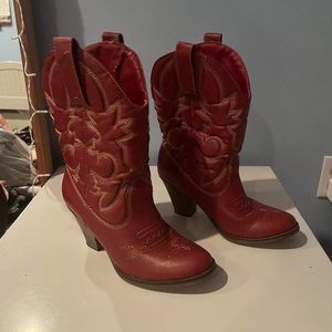 forever 21 red heeled cowgirl boots